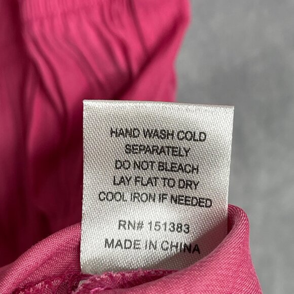 Current Air Pleated Puff Sleeve‎ Top Womens M Pink V Neck Peplum Spring Summer - Picture 5 of 8